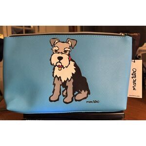 NWT Marc Tetro Zipper Schnauzer Cosmetic Bag /Blue11.5" x 6.5" x 3"
